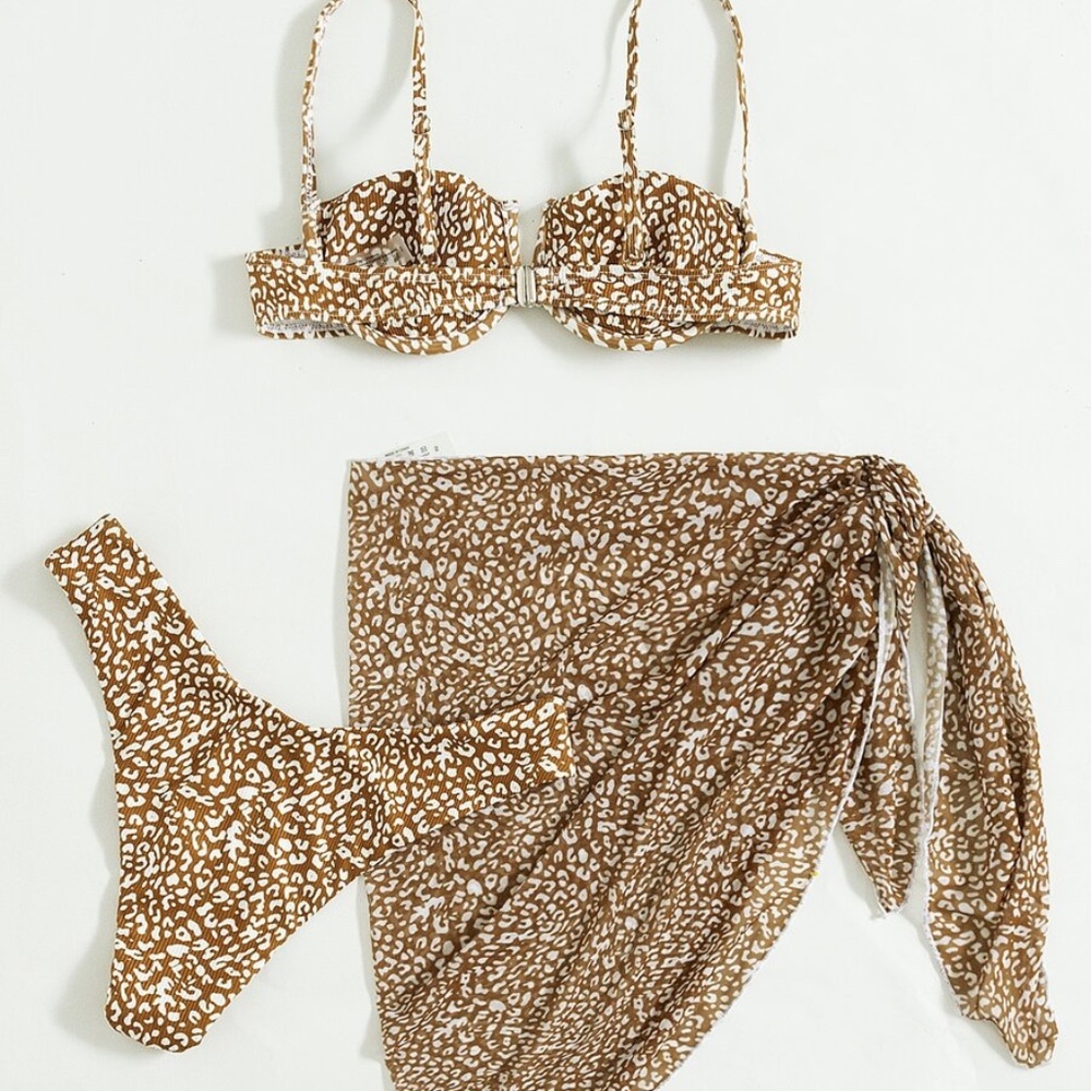 Boho Leopard print Cheeky Bikini Wrap Set Beach - Picture 6 of 7
